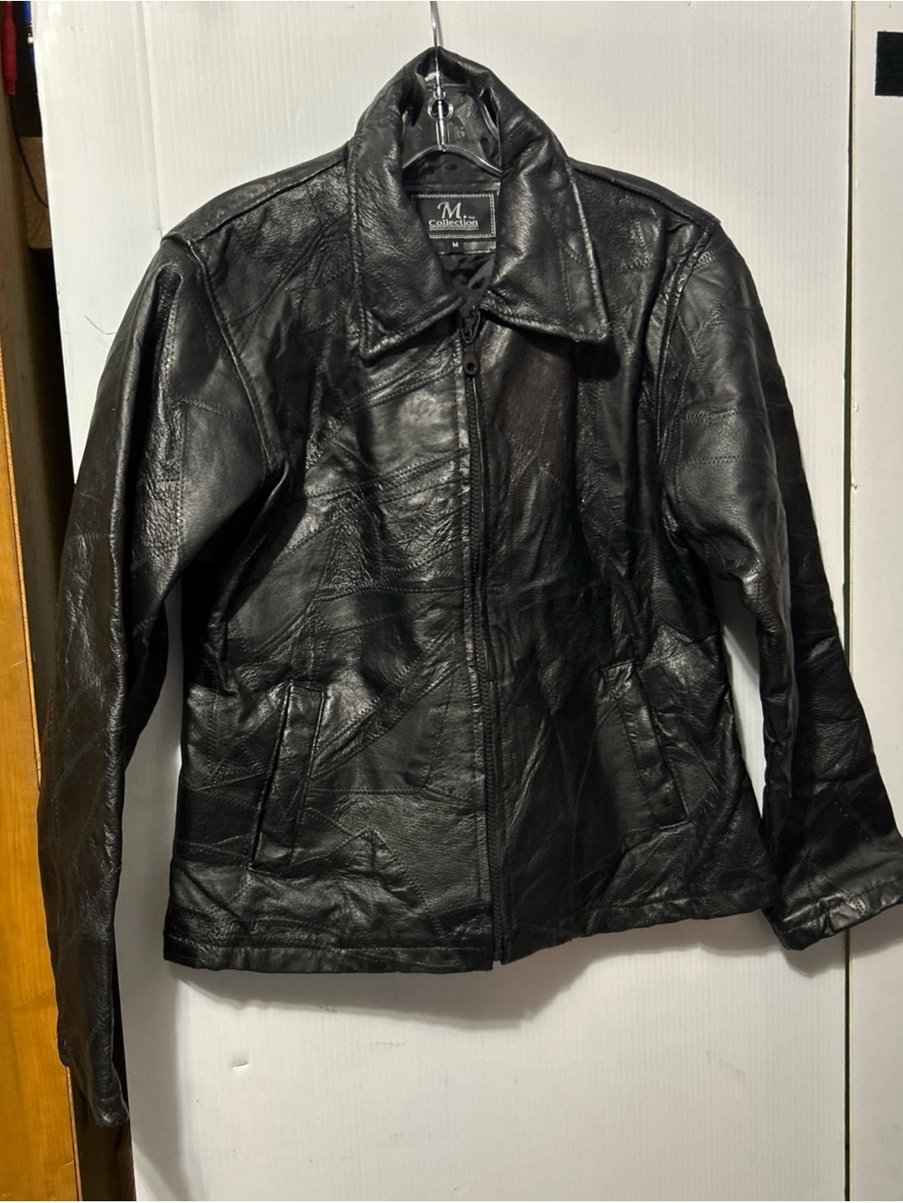 M. Collection Women's Black Leather Zip Front Jacket